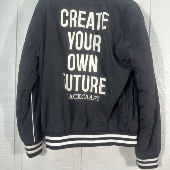 BlackCraft Create Your Own Future Double Zipper Bomber Jacket Size Large EUC - Picture 9 of 9
